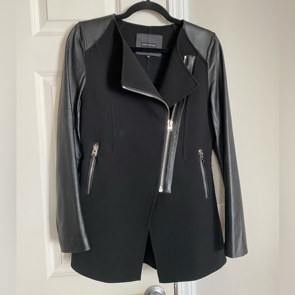 Anne Fontaine Black Biker Jacket • Size 38